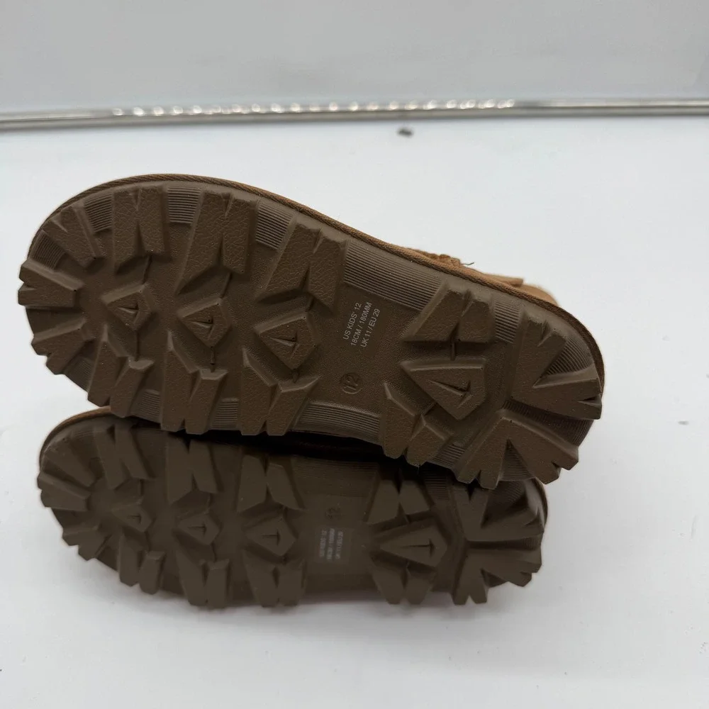 Kirkland Signature Kids Shearling Boots Chestnut Brown Suede Size 12 7771011